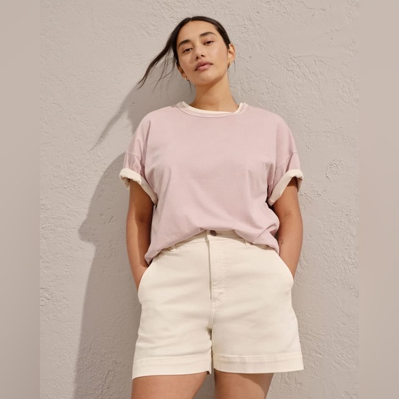 Everlane Utility Stretch Organic Cotton Twill Shorts Bone Off White Size 6 EUC - Picture 1 of 9